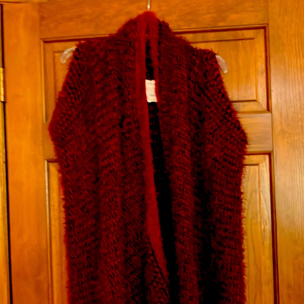 Beautiful burgundy black sleeveless sweater! Brand new!